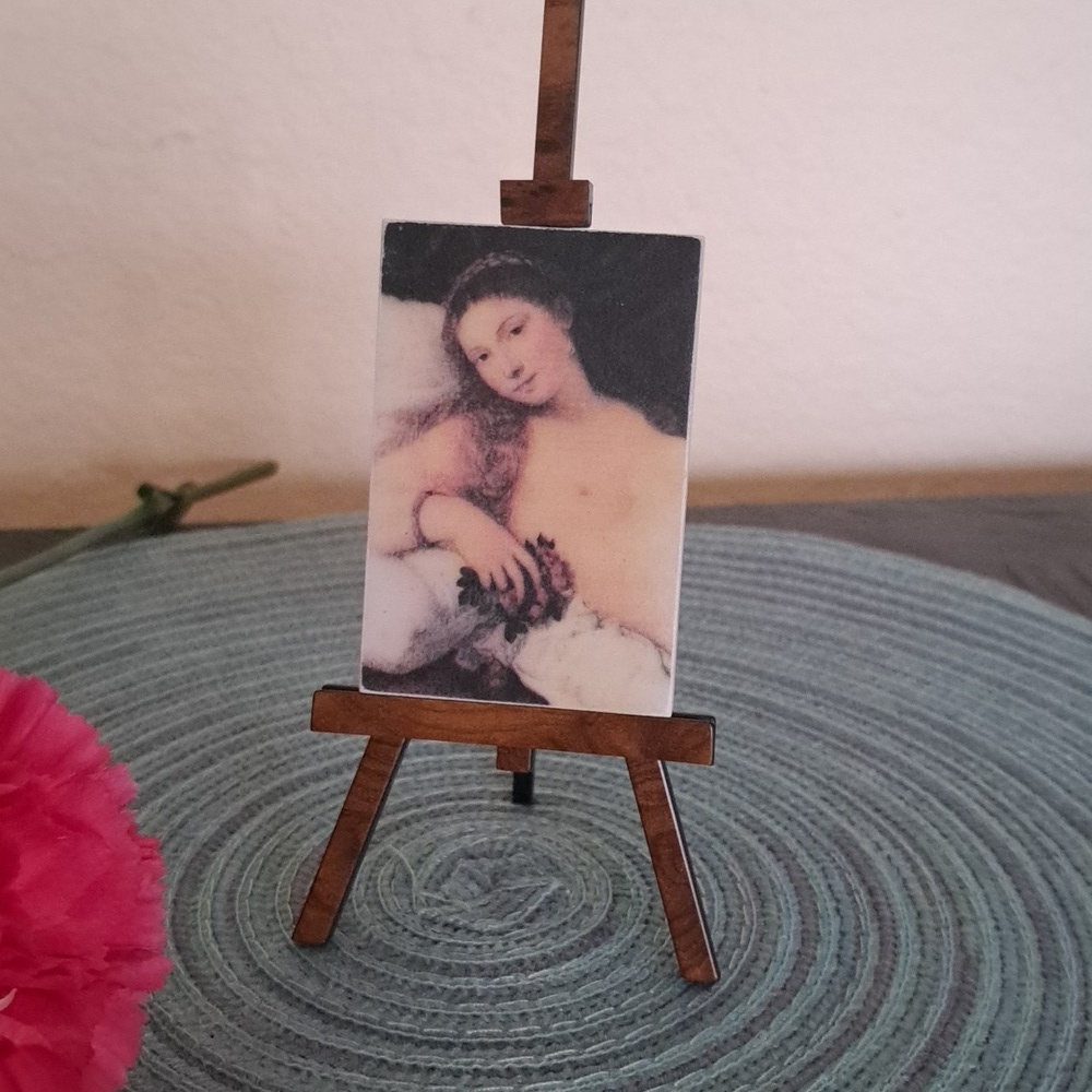 Source Unknown Classic Portrait on Wooden Easel
